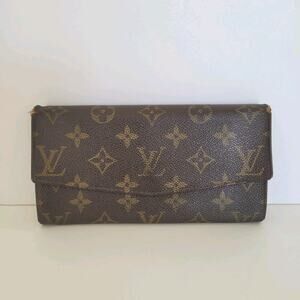 Louis Vuitton Monogram Coated Canvas Sarah Long Wallet Envelope Brown Retro 80s